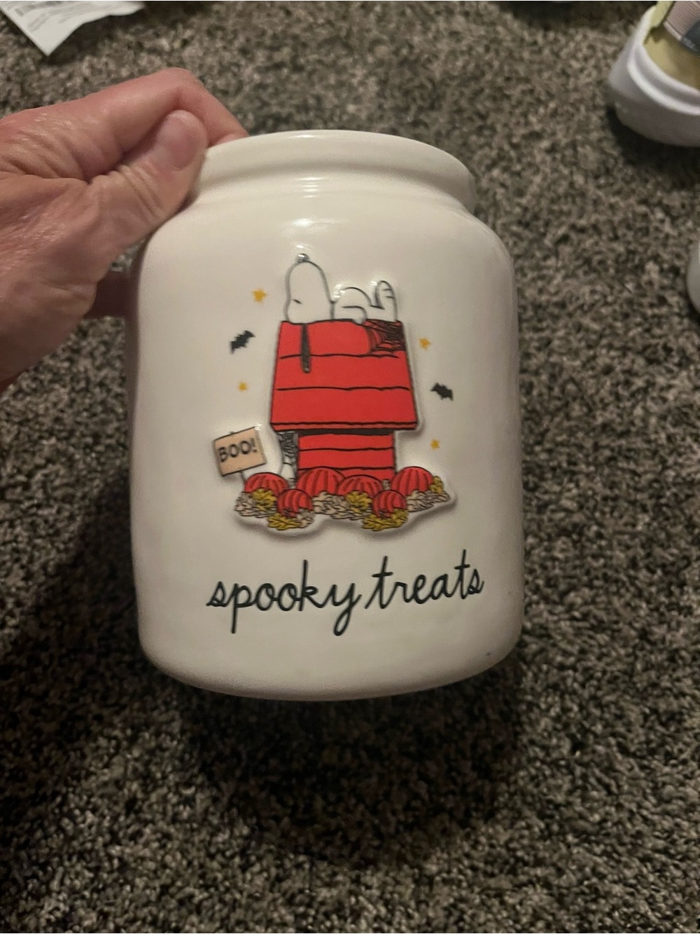 Rae Dunn Snoopy spooky treats canister